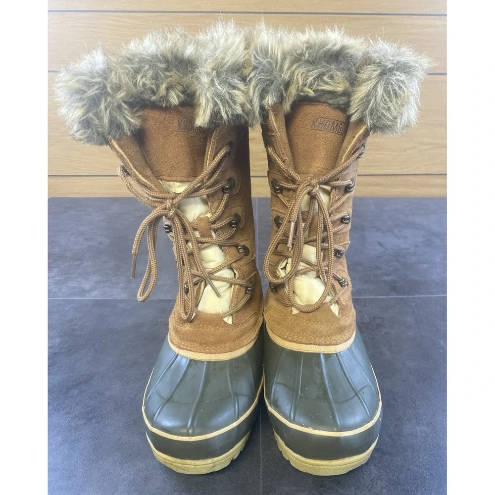 Khombu Allie Nordic 2 Womens Lined Snow Lace up Duck Boots-Size 7